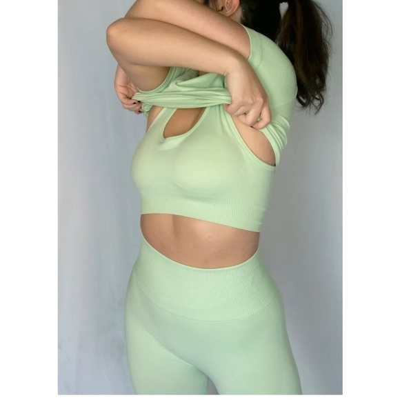 Pants - Mint Sports Bra and Leggings Set